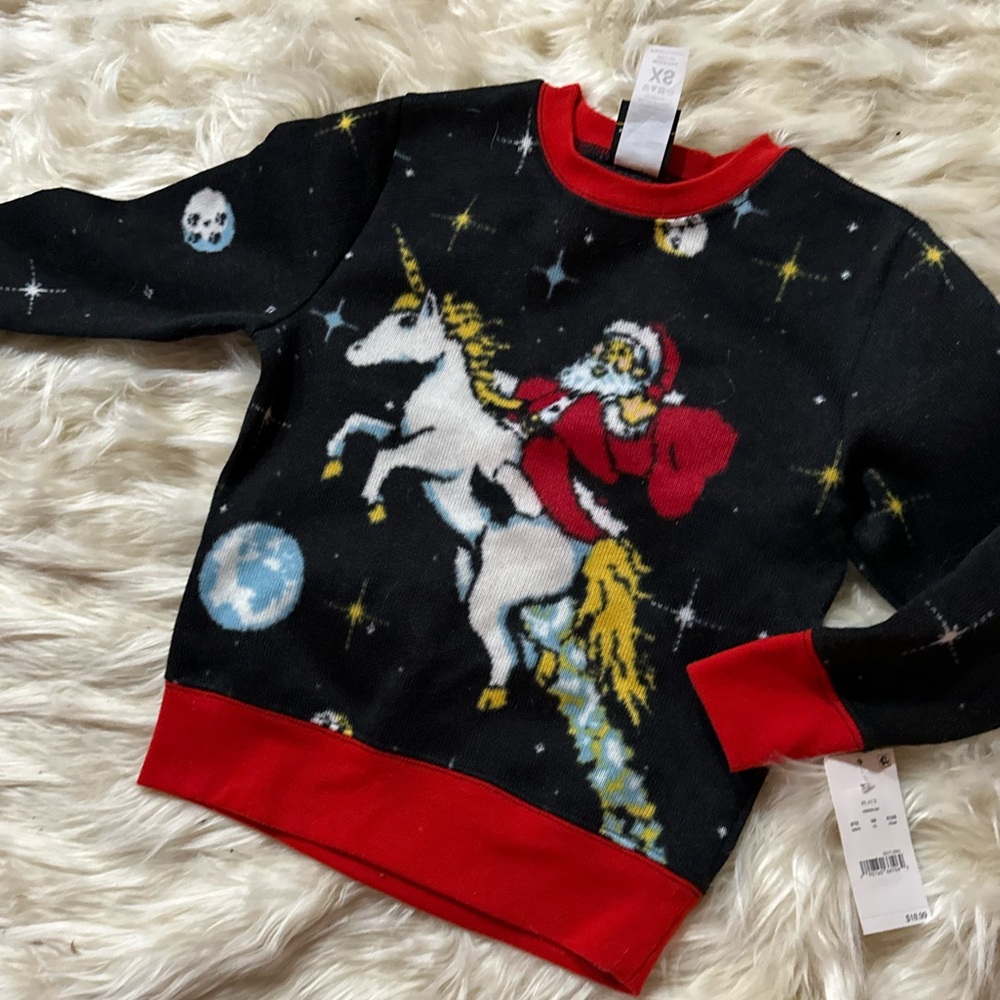 Xs Christmas Santa unicorn sweater